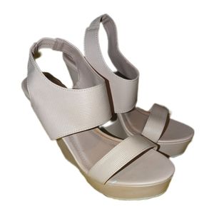 Womens STEVE MADDEN Blush Pink Slingback Slides Wedge Heels Sandals Size 12 M